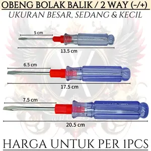 obeng bolak balik transparan ukuran besar sedang kecil