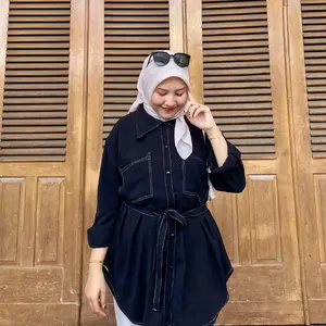 Zoey Tunik Free Belt Super Jumbo Ld 110-140 Bahan Crinkle Adem Jatuh Anti Kusut Atasan Airflow