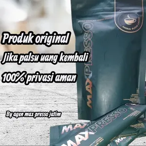 kopi max presso, 1 box  isi 5 saset Coffee Robusta Bubuk Gula