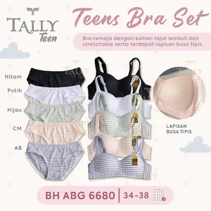 Tally Bh Set Abg 6680 | Cup A | Size 34-36 | Full Cup | Bra Remaja | Busa Tipis | Tanpa Kawat | Bahan Katun | Kait 3 Tally Bh Set Abg 6680 | Cup A | Size 34-36 | Full Cup | Bra Remaja | Busa Tipis | Tanpa Kawat | Bahan Katun | Kait 3