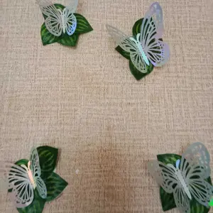 12pcs Stiker Dinding Desain Kupu-Kupu  3D Untuk Dekorasi Pesta Pernikahan Butterfly/ Topper cake Akrilik Bronzing Sisipan topper