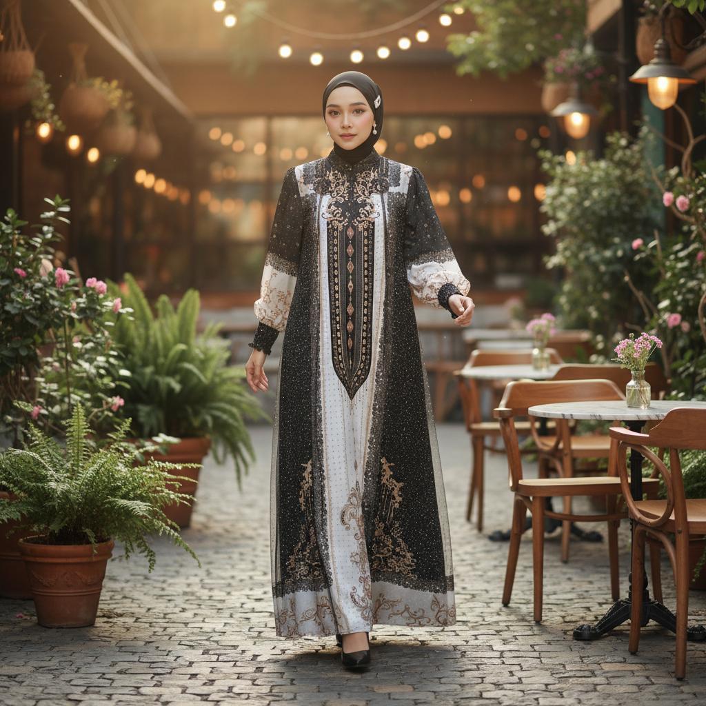 Gamis Nasya Lebaran Edition Busana Muslim Wanita Dewasa Motif Printing Modern Kombinasi Tile Elegan Gamis Nasya Lebaran Edition Busana Muslim Wanita Dewasa Motif Printing Modern Kombinasi Tile Elegan