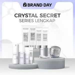 WARDAH Paket Crystal Secret Lengkap - Perawatan Kulit Wajah Sebening Kristal, Skin Barrier, Dark Spot - NMF Amino Foaming Cleanser, a-Arbutin 5% Niacinamide Day Moisturizer, Bright-Peptide 5% Niacinamide Night Moisturizer, Milk Cleanser - Skincare