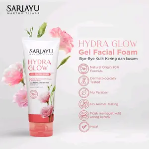 Sariayu Hydra Glow Gel Facial Foam Natural Hydrating Active & Antioxidant Dengan Rose Water dan Aloe Vera Extract Wajah acne cleanser face kulit sehat Membersihkan Muka wash Deep Cleansing scora fw Pembersih cashmere Salicylic Acid toner flek Brightening