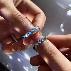 Idoiter Couple Cincin Bersinar Dalam Gelap Cincin Pertunangan Dan Pernikahan Terbuka Adjustable