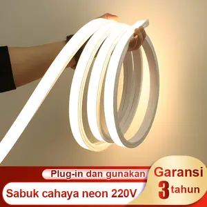 Lampu LED STRIP neon fleksibel 220V dengan lampu hias 10M20M (dengan sakelar tombol tekan) IP65