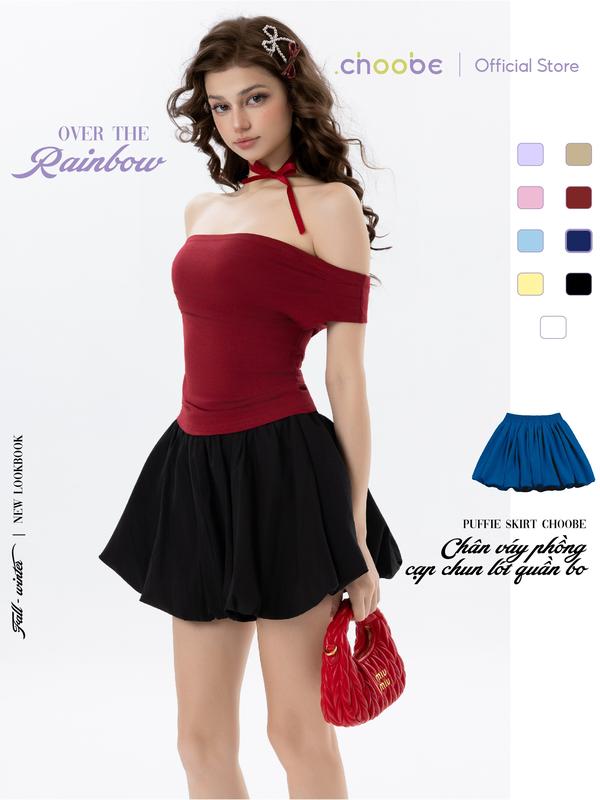    MỞ BÁN   Chân váy phồng Puffie Choobe dáng bí ngô cạp chun có quần chun bảo hộ CV58 