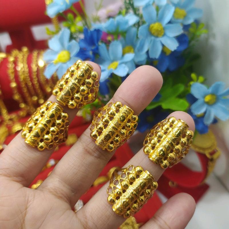 Cincin Motif Anggur Bambu Tengah Lapis Kristal 24 Karat - Emas, Perhiasan - Rings 7