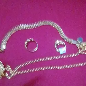 SET TITANIUM PERHIASAN WANITA RANTAI MEDAN LAPIS EMAS24K