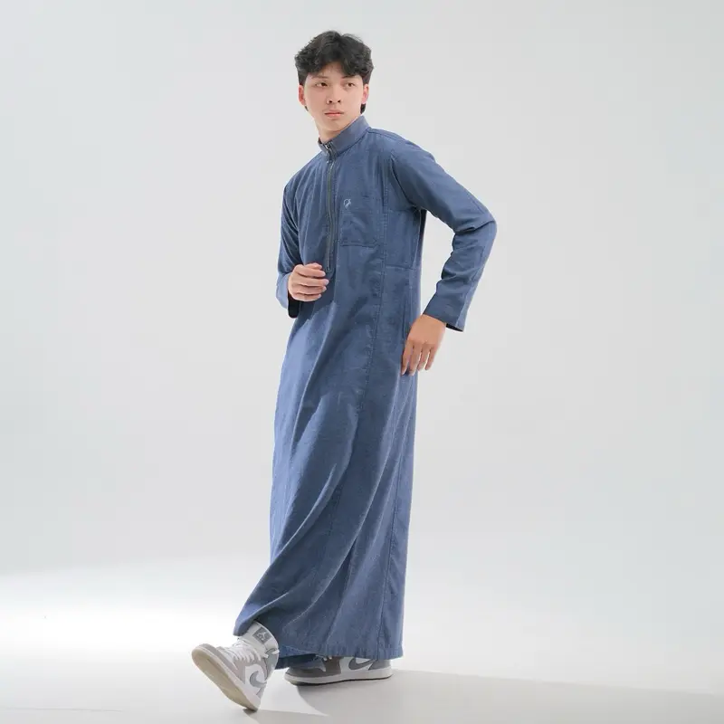 Gamis Alva Denim Slimfit ALVARAZKA - [Limited] - Thobe Jubah Pria Katun Denim 0