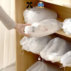 SVMMER SHOES CARE Shoe DustBag Serut Polos Tas Serut Dust Bag Penyimpanan Sepatu dan Sandal Putih 30cm x 38cm