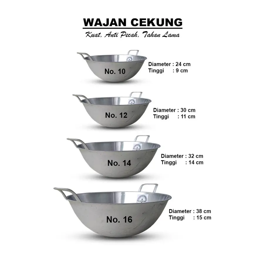 Wajan Cekung  No.14 /Kuali/ Wok Pan / Wajan Tradisional Murah Berkualitas / Wajan alumunium cor tebal Alat Masak Kitchenware