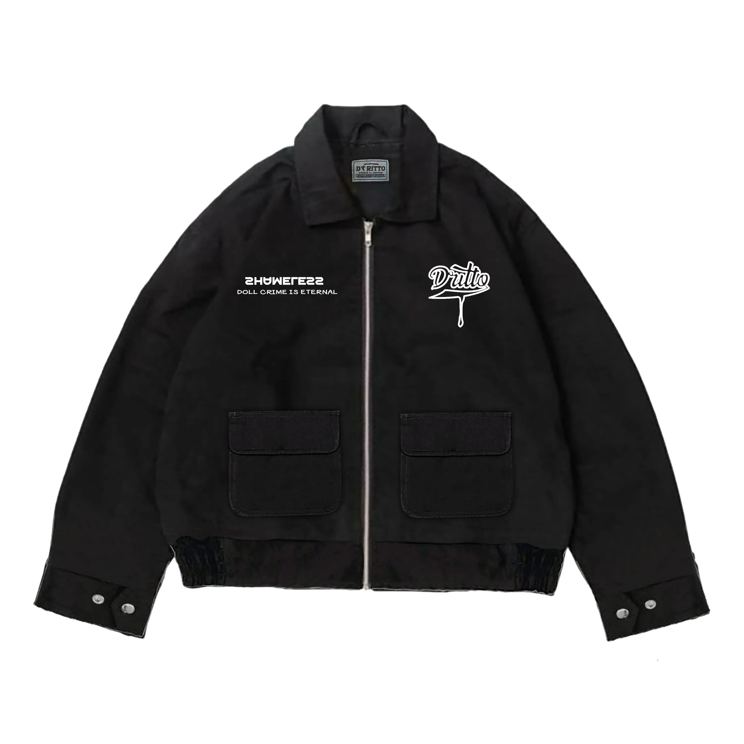 Dritto Work Jaket Boxy - Jaket Crop "Major" unisex - Hitam