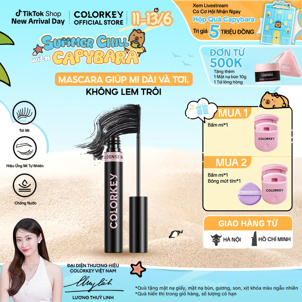 Mascara Colorkey Hỗ Trợ Giúp Mi Dài Và Tơi, Tạo Cảm Giác Tự Nhiên, Nhanh Khô, Ít Lem Trôi 4.5G