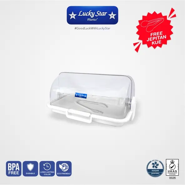 Lucky Star - BREAD LIVING CASE "M" FREE JEPITAN KUE/ TEMPAT KUE BUKA TUTUP PLASTIK