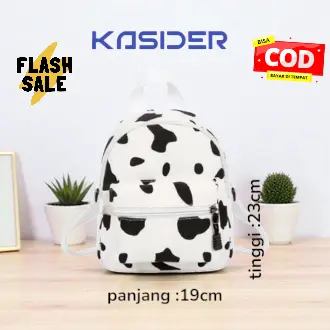 Tas Ransel Anak TK/SD Cirak Sapi dan Corak Bulat Micro Fiber Tebal D600 Dalam Ukuran 24x10x18 Model Sling Bag Handle Top Selempang Backpack Panjang Tali 130Cm 1 Tali Serbaguna