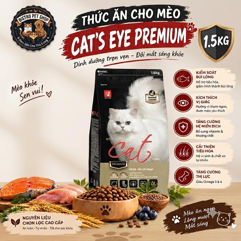 Cats Eye Premium 1,5kg Thức ăn hạt cao cấp cho mèo mọi lứa tuổi - DATE 2028
