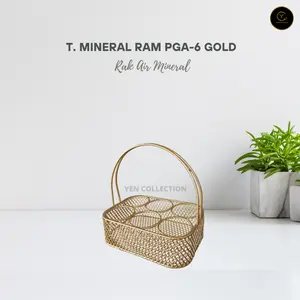 Yen - Rak Aqua Pegangan Atas Gold - Keranjang Besi Wadah Air Mineral Gelas Aesthetic