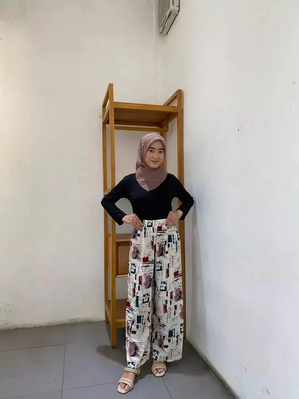 Celana Panjang Kulot Motif Bahan Premium Terlaris untuk Wanita dari Rayon 4