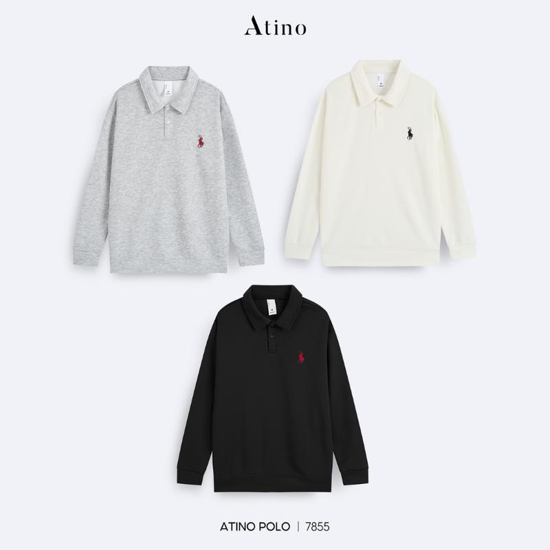 Áo Nỉ Polo Nam Atino Vải 2 Da Họa Tiết Thêu Nổi Bật Sắc Nét L.3.7855