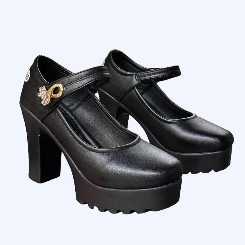 Giày Cao Gót Nữ 10cm Mũi Vuông – Quai Dán, Đế Siêu Nhẹ, Tôn Dáng Tăng Chiều Cao | Gudinashop