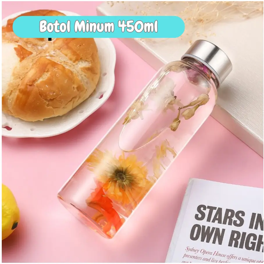 Botol Minum Kaca Bening 450ml / Botol Juice - Botol Kaca Bening - BK001 GMRT