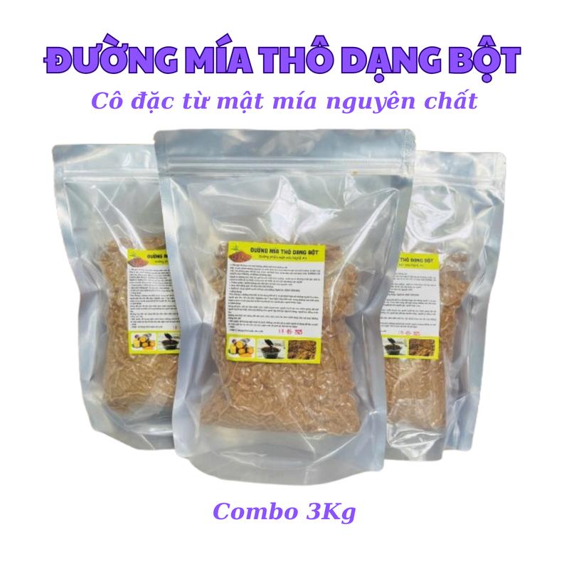 Đường Mía Thô Dạng Bột Combo 3Kg Đường Thô Bột Được Cô Đặc Từ Mật Mía Nguyên Chất Không Chất Bảo Quản- Túi 1kg 