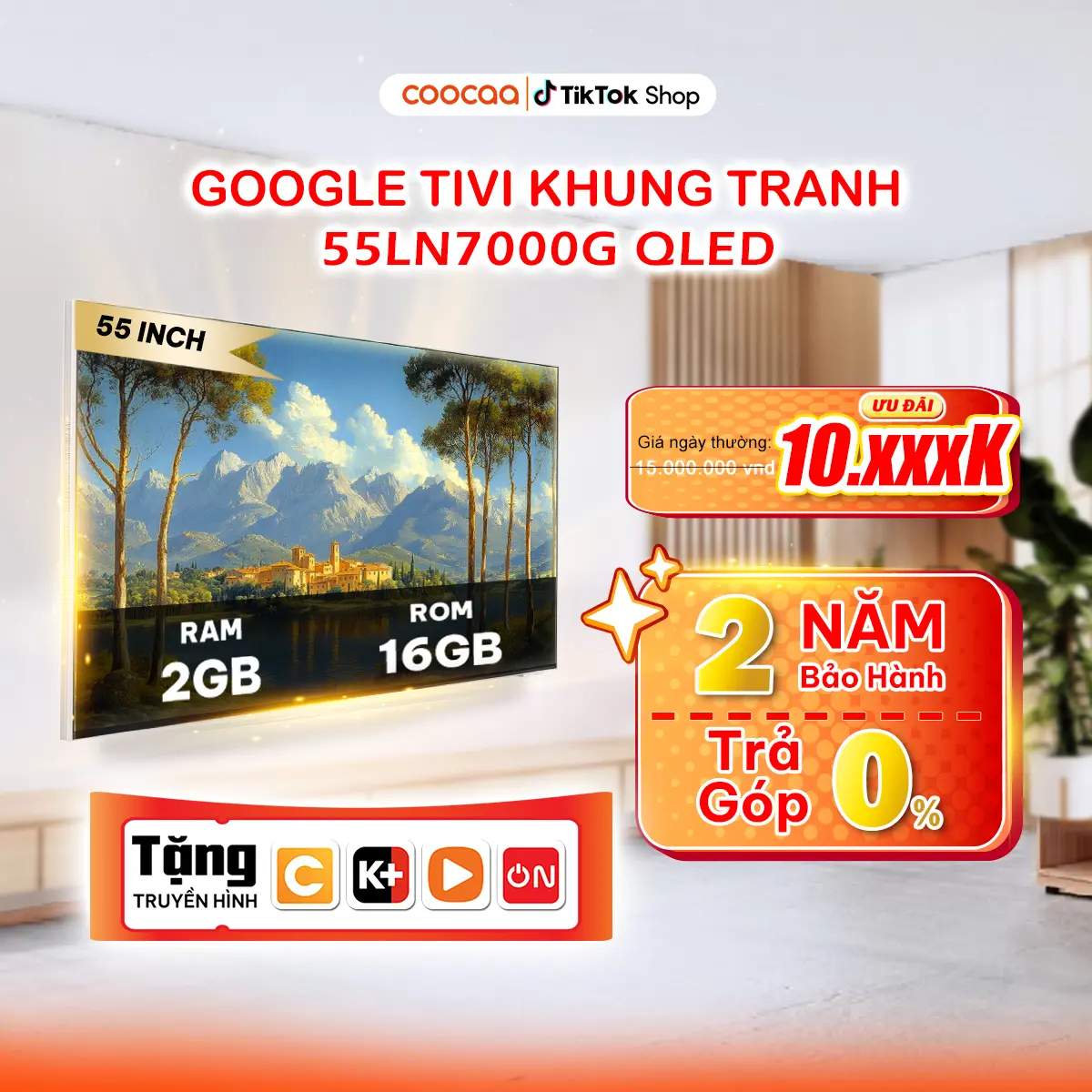 【DEAL CHÍNH HÃNG】Google Tivi Khung Tranh Frame+ 55LN7000G - 55 inch - Màn Hình Siêu mỏng - Bảo Hành 2 Năm - Remote Điều Khiển Giọng Nói – Bluetooth - Kho Tàng Ứng Dụng  - Wifi - Âm Thanh Dolby - Bảo Vệ Mắt tv coocaa tivi  treo tường 4k