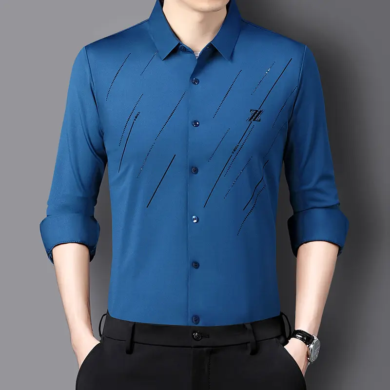 Áo Sơ Mi Nam Công Sở, Cao Cấp, Thường Ngày, Thích Hợp Cho Nam Trung Niên Và Trẻ Trung, Áo Polo Dài Tay Không Đường May, Thích Hợp Cho Mùa Xuân Và Mùa Thu, [Flying We]