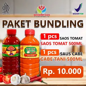 PAKET SAOS KOMPLIT ISI 2 BOTOL SAMBAL PEDAS 500 ML DAN SAOS TOMAT 500 ML BPOM HALAL [SL]