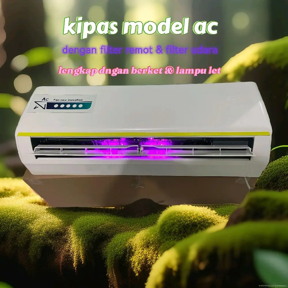 Kipas Model AC dengan Remot & Filter Udara Lengkap dengan Berket & Lampu Let untuk Kesejukan Optimal