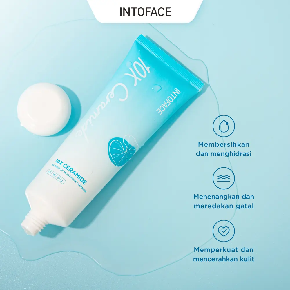 【BPOM】INTOFACE 10X Ceramide Barrier Up Facial Wash Low PH Face Wash Moisturize Facial Cleanser Sabun Cuci Muka Mencerahkan 80g Pembersih Wajah Pembersih wajah asam amino Kulit sensitif dapat menggunakan susu pembersih
