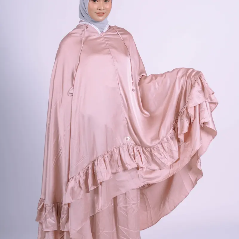 Zahra Prayer Set Mukena Silk Ruffle | Mukena Polos Rample | Mukena Set Terbaru 2024 5