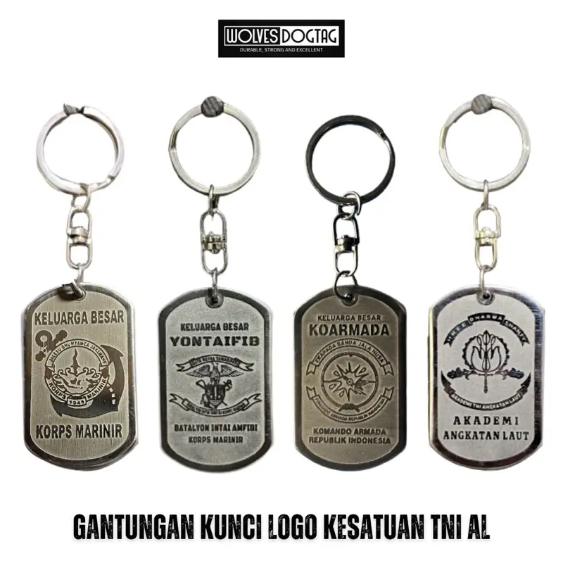 Gantungan kunci kesatuan TNI / aksesoris TNI / gantungan kunci monel anti karat / gantungan kunci TNI / gantungan TNI / gantungan kunci tni ad / kopassus / marinir / tni al / tni au Pengait Souvenir Hadiah Liontin Besi Baju Rantai 6