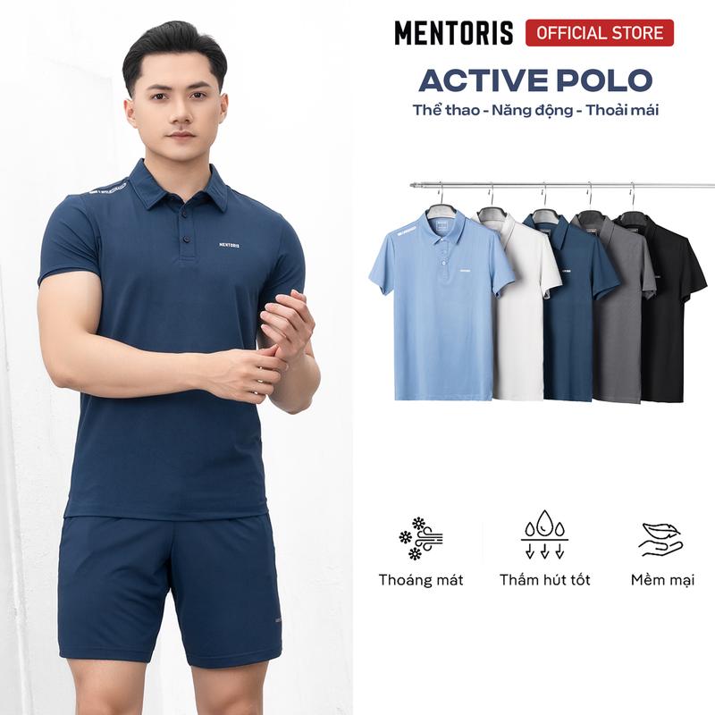 Bộ Đồ Thể Thao Nam Cổ Bẻ Cao Cấp Mentoris Vải Thun Lạnh Thoáng Mát Thấm Co Giãn 4 Chiều MBP0103