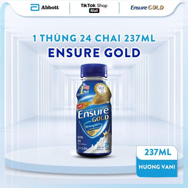 1 THÙNG 24 CHAI SỮA ENSURE GOLD DẠNG LỎNG HƯƠNG VANI 237ML