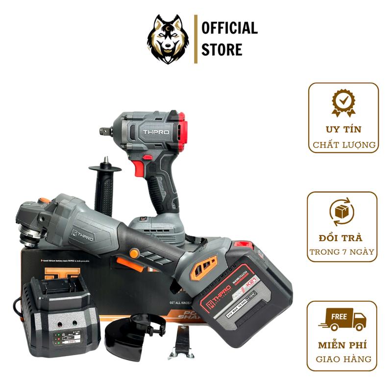 Combo Máy Mài THPRO F1, Siết Bulong TH6360AK 1Pin 20Cell Sạc - Động Cơ Lõi Đồng, Chân Pin Phổ Thông