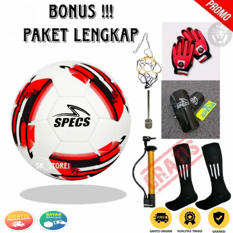 Bola Sepak Murah Size 5 Buat Anak Anak Jahitan Manual Lapang Rumput Bonus Sarung Tangan Dan Alat Pompa 2