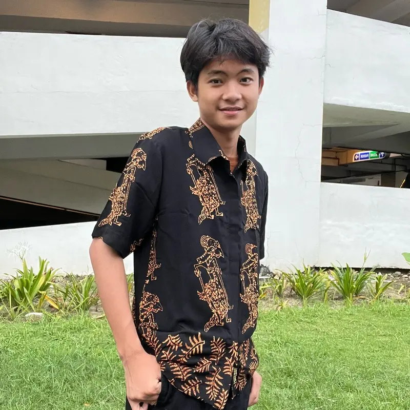 Kemeja pendek Batik wayang daun Rayon Pria Casual 8