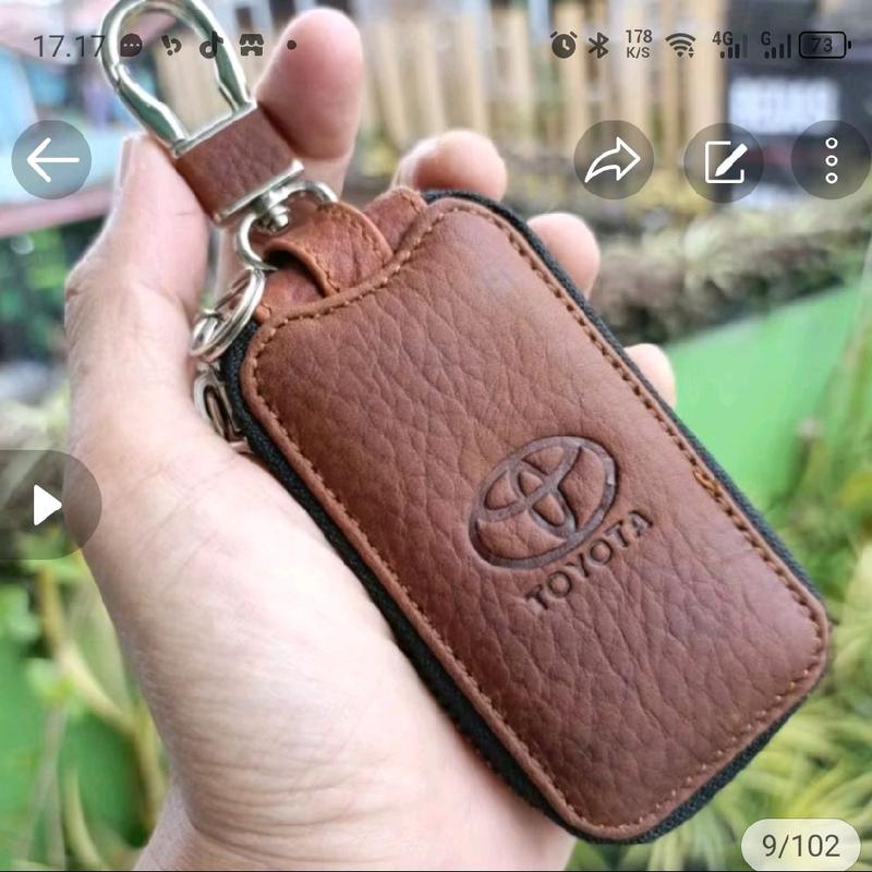 dompet kunci remote keyless dan STNK mobil Toyota kulit asli dobel karet 4