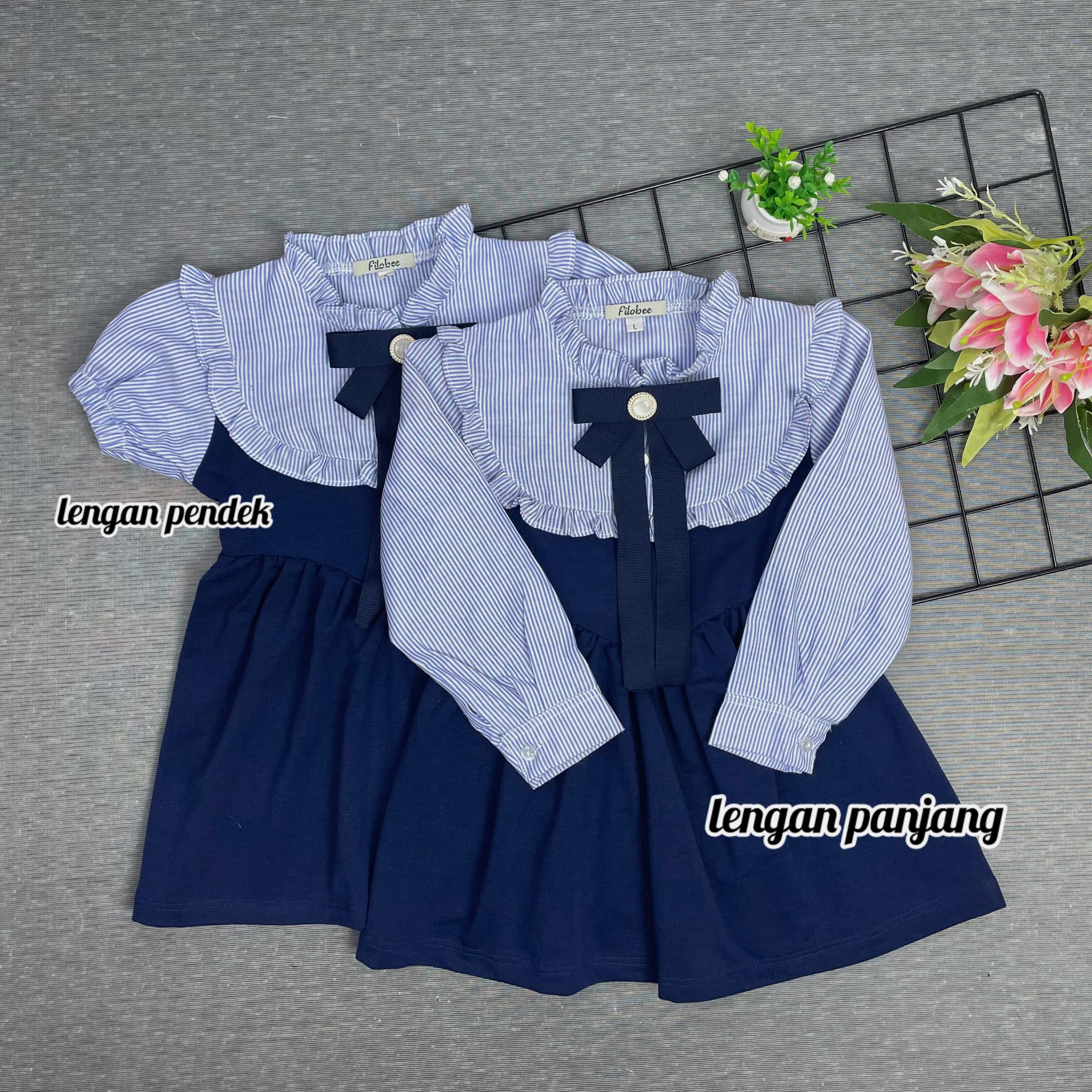 FiloBee KidsWear Dress Anak Perempuan Outfit Cantik Dress Princess Fashion Lengan Pendek & Panjang untuk Tampilan Elegan