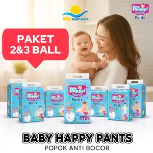 PAKET 2&3 BALL Baby Happy Pants S38+2,M32,L28,XL26,XXL24 Popok Bayi Celana Diapers Laki laki Perempuan SEA BABY SHOP