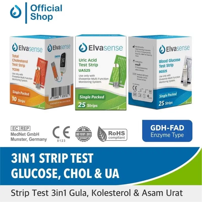 Elvasense Strip Kolestrol Gula Darah Asam Urat Stik Elvasense GCU 0