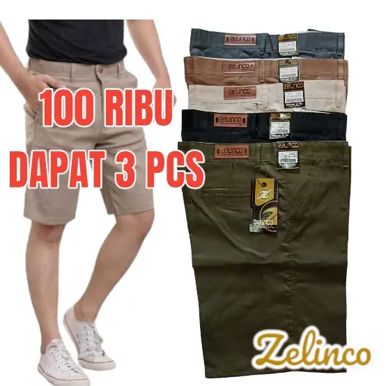 Zelinco PROMO 100RIBU DAPAT 3 CELANA PENDEK Pria Santai Elegan Ukuran 27-44