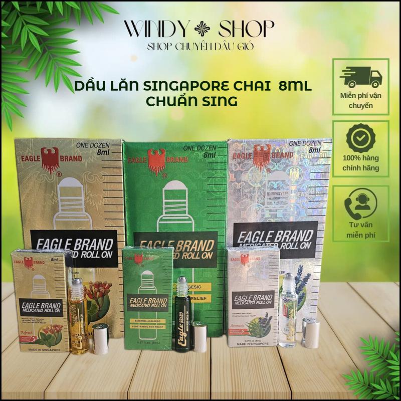 1 CHAI DẦU GIÓ DẦU LĂN CON Ó 8ML {CHUẨN SING.APOR}- DẦU BI LĂN CON Ó 8ML -CHAI LĂN 8ml 0