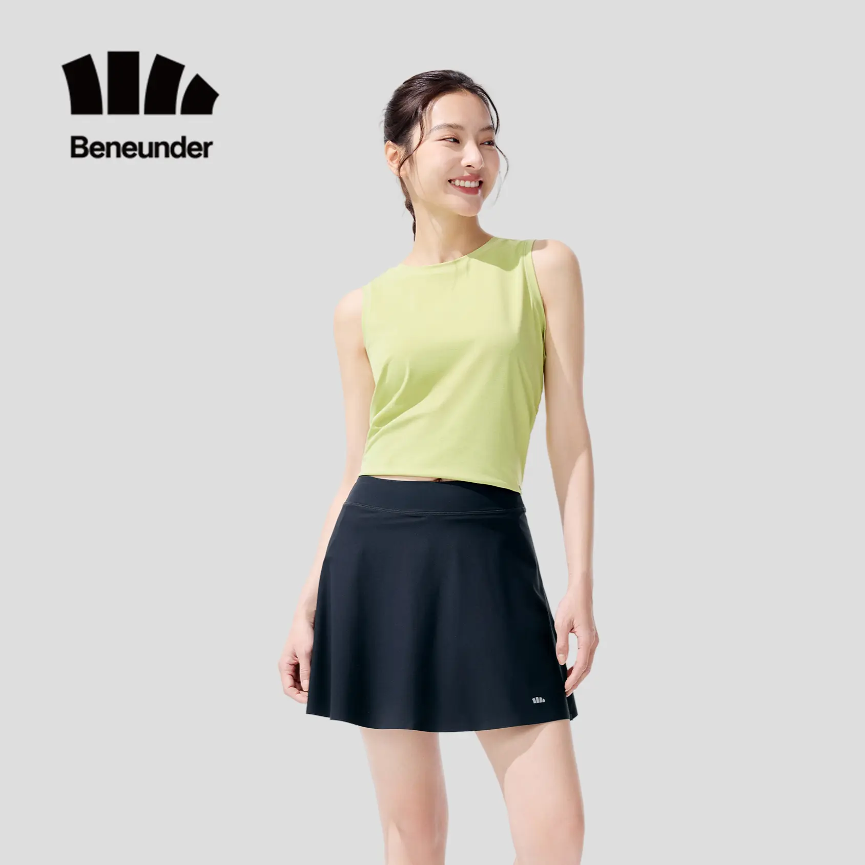Beneunder CC966, UV Protection Tennis Skirt，UPF 50+, High-Elasticity gym Skirt for Women ，Cooling Breathable and Quick-Dry, for Sports and Outdoor