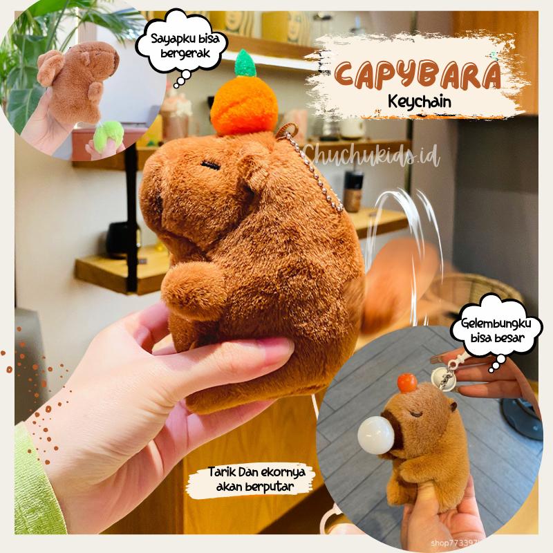 Gantungan Kunci Capybara, Boneka Capybara ekor berputar, Gantungan Tas Bagcharm Capybara Keychain Bagcharm ekor berputar 1