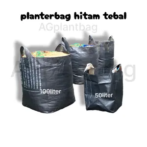 4pcs planterbag 50liter hitam tebal kuat dan tahan lama Tanaman Kotak