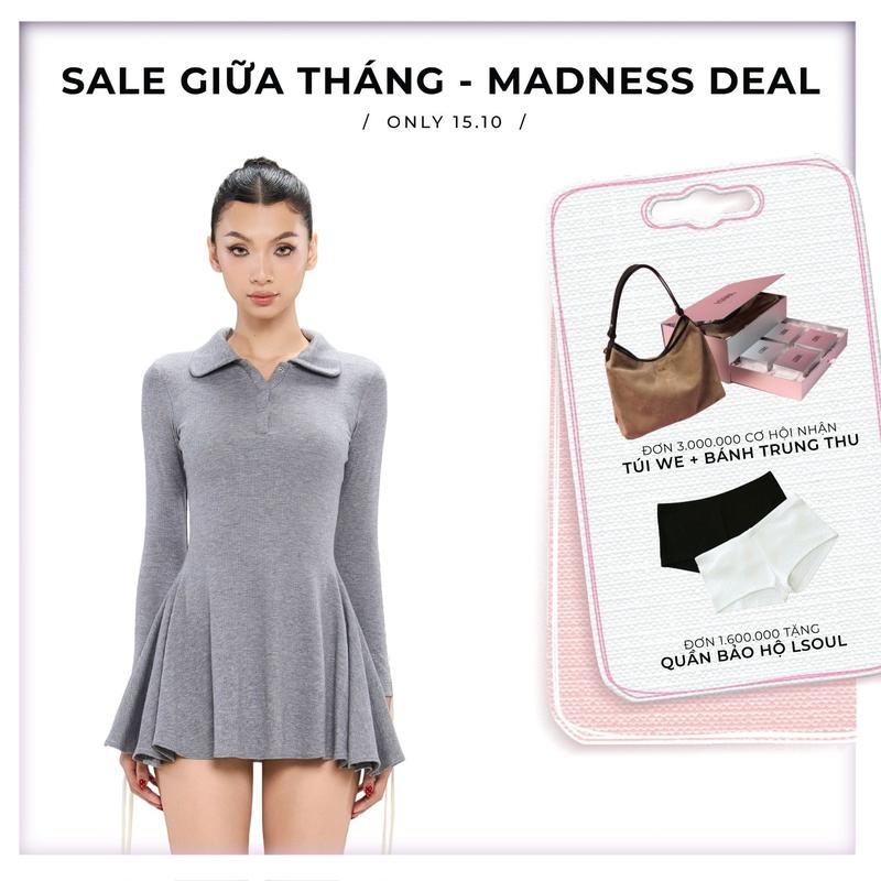 LSOUL - Mirae Dress Đầm Dài Tay Cổ Sơ Mi Ôm Body Co Giãn Phối Viền Dây Năng Động V25081686