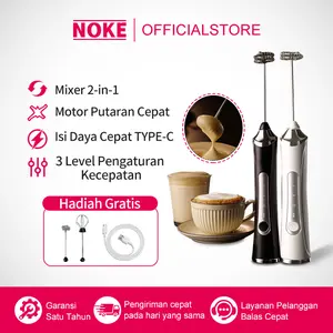 NOKE Pembuih Susu dan Pengocok Telur Elektrik, Mini Milk Hand Mixer USB Rechargeable 2400mAh Frother